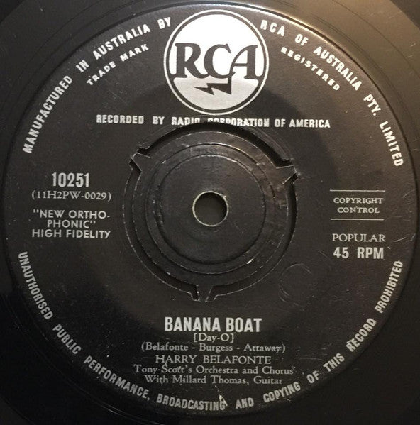 Harry Belafonte, Tony Scott's Orchestra and Chorus* With Millard Thomas : Banana Boat (Day-O) (7", Single)