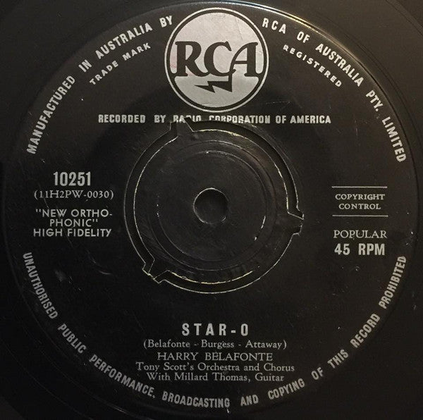 Harry Belafonte, Tony Scott's Orchestra and Chorus* With Millard Thomas : Banana Boat (Day-O) (7", Single)