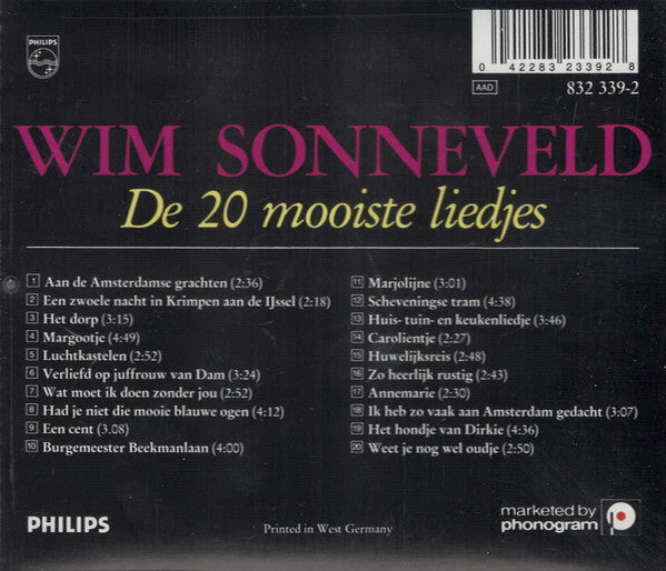 Wim Sonneveld : De 20 Mooiste Liedjes (CD, Comp, RE)