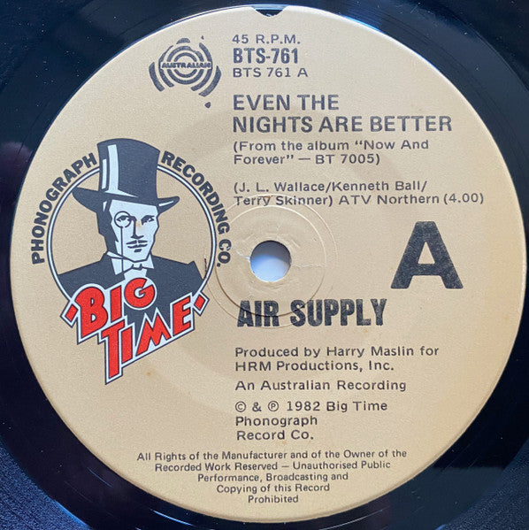 Air Supply : Even The Nights Are Better (7", Single)