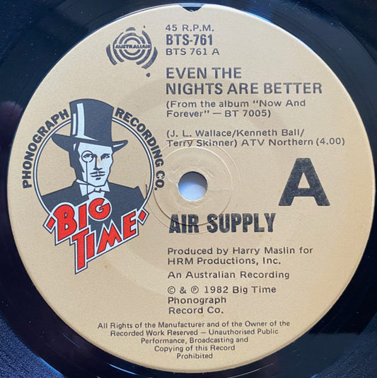 Air Supply : Even The Nights Are Better (7", Single)