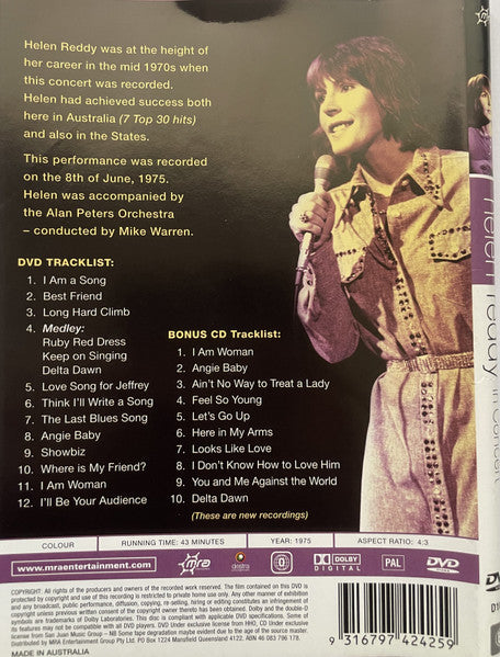 Helen Reddy : Helen Reddy In Concert (DVD + CD)