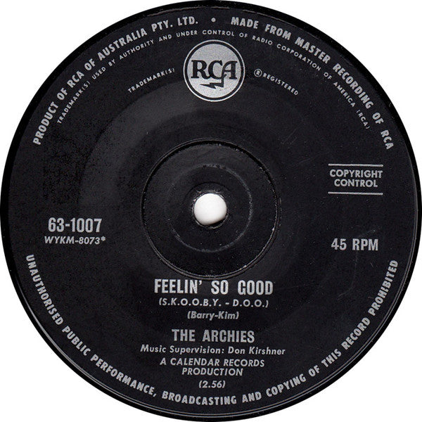 The Archies : Feelin' So Good (S.K.O.O.B.Y.-D.O.O.) / Love Light (7", Single)