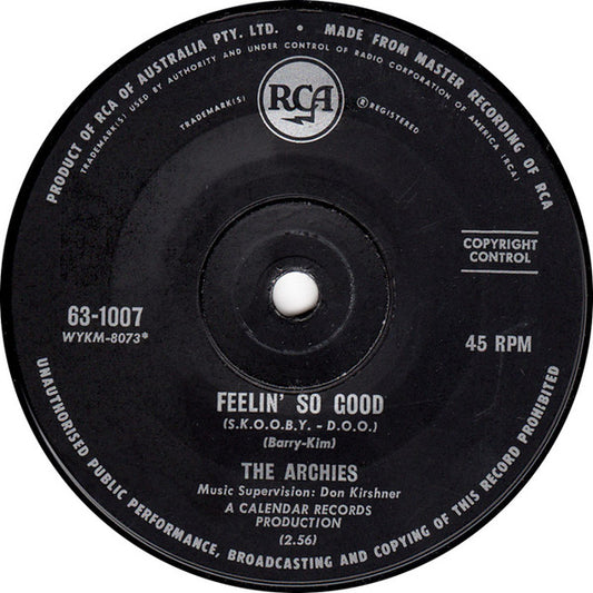The Archies : Feelin' So Good (S.K.O.O.B.Y.-D.O.O.) / Love Light (7", Single)