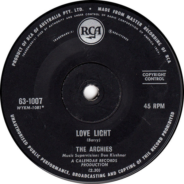 The Archies : Feelin' So Good (S.K.O.O.B.Y.-D.O.O.) / Love Light (7", Single)