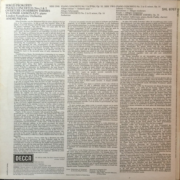 Sergei Prokofiev / Vladimir Ashkenazy / London Symphony Orchestra / André Previn : Piano Concertos 1 & 2 · Overture On Hebrew Themes (LP, Album)