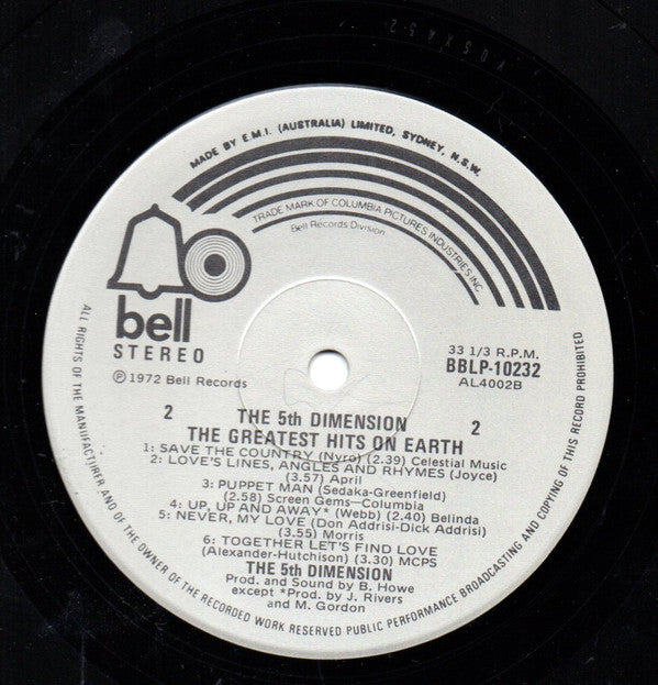 The 5th Dimension* : Greatest Hits On Earth (LP, Comp, RE)