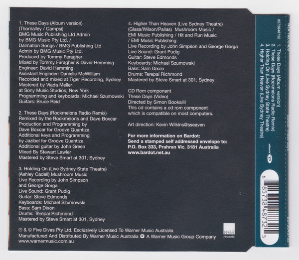 Bardot (2) : These Days (CD, Single, Enh, CD1)