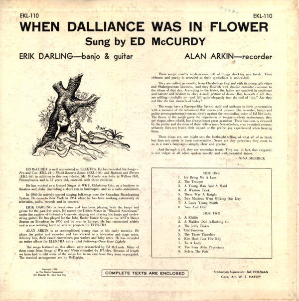 Ed McCurdy, Erik Darling, Alan Arkin : When Dalliance Was In Flower (LP, Album, RP)