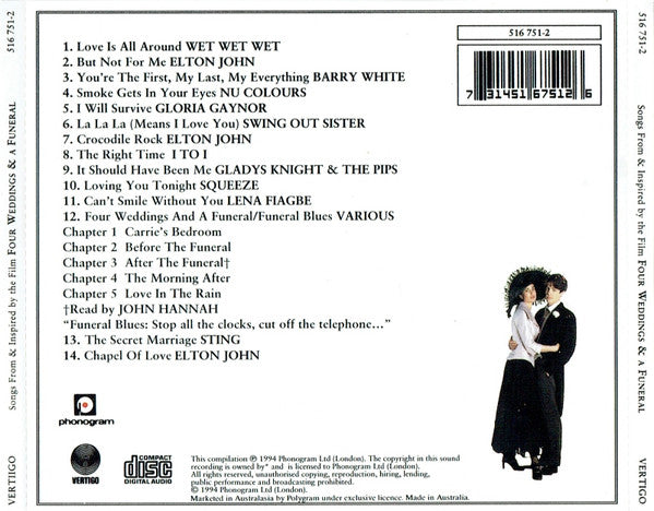 Various : Songs From & Inspired By The Film "Four Weddings & A Funeral" (CD, Comp)