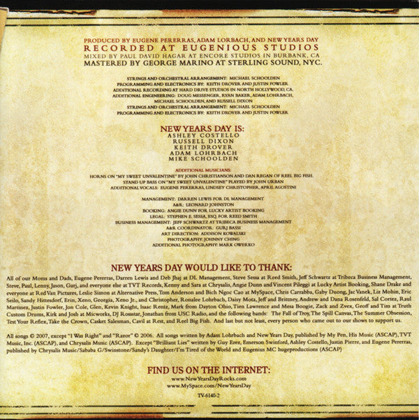 New Years Day : My Dear (CD, Album, Enh)