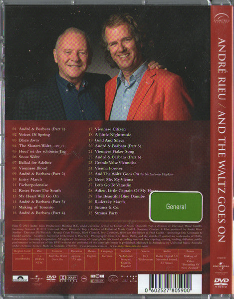 André Rieu And His Johann Strauß Orchestra : And The Waltz Goes On - Vienna, City Of My Dreams (DVD-V, NTSC)