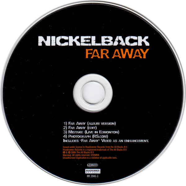 Nickelback : Far Away (CD, Single, Enh)