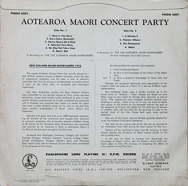Aotearoa Maori Entertainers 1956* : Ao-tea-roa Maori Entertainers 1956 (10")