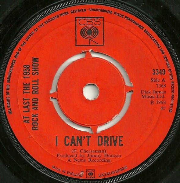 At Last The 1958 Rock & Roll Show : I Can't Drive / Working On The Railroad (7", Single, Kno)