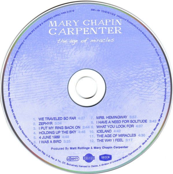 Mary Chapin Carpenter : The Age Of Miracles (CD, Album)