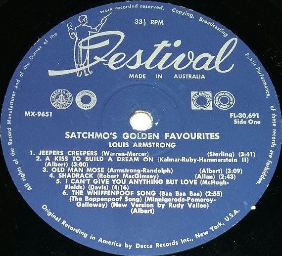 Louis Armstrong : Satchmo's Golden Favourites (LP, Mono, RE)