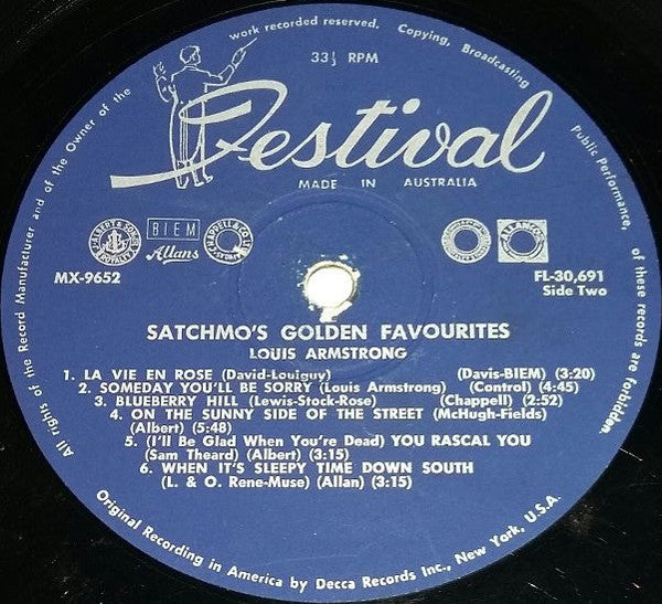 Louis Armstrong : Satchmo's Golden Favourites (LP, Mono, RE)