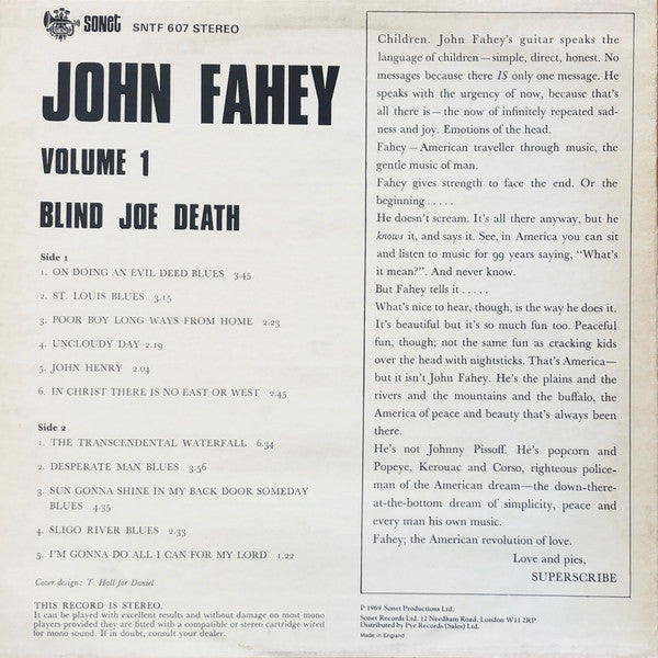 John Fahey : Volume 1 / Blind Joe Death (LP, Album, RE)