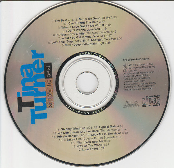 Tina Turner : Simply The Best (CD, Comp)