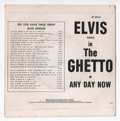 Elvis Presley : In The Ghetto / Any Day Now (7", Single)