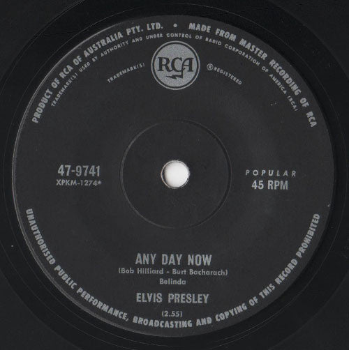 Elvis Presley : In The Ghetto / Any Day Now (7", Single)