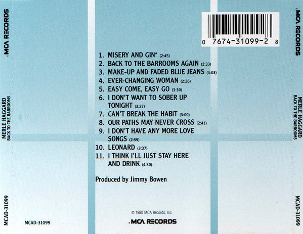 Merle Haggard : Back To The Barrooms (CD, Album, RE, RM)