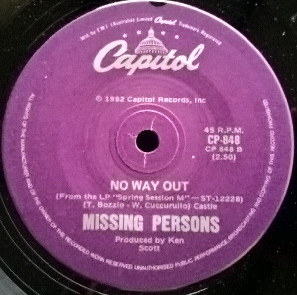 Missing Persons : Destination Unknown (7", Single)