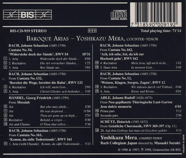 Yoshikazu Mera : Baroque Arias (CD, Album)