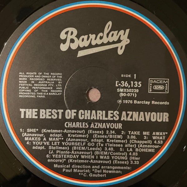 Charles Aznavour : The Best Of Charles Aznavour (LP, Comp)