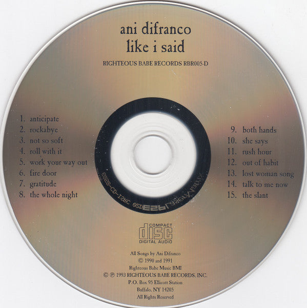 Ani DiFranco : Like I Said (Songs 1990-1991) (CD)