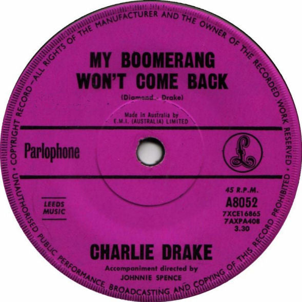 Charlie Drake : My Boomerang Won't Come Back / She's My Girl (7", Single)