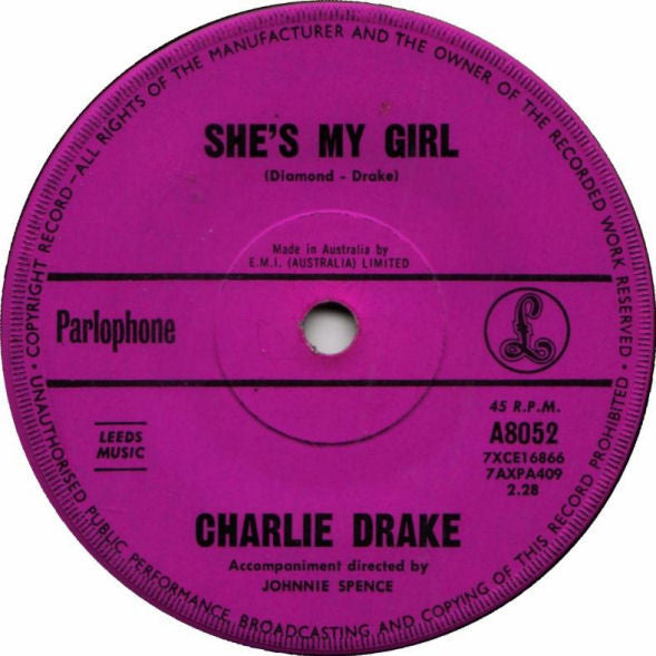 Charlie Drake : My Boomerang Won't Come Back / She's My Girl (7", Single)