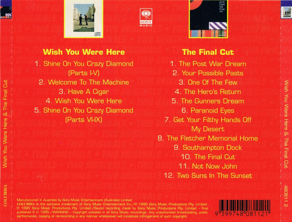 Pink Floyd : Wish You Were Here & The Final Cut (CD, Album, RE + CD, Album, RE + Comp)