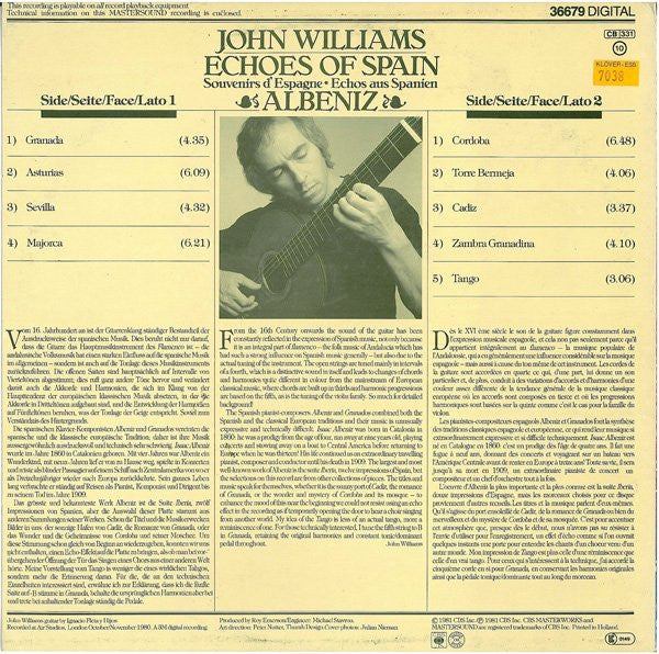 John Williams (7), Albeniz* : Echoes Of Spain (LP, Album, Aud)