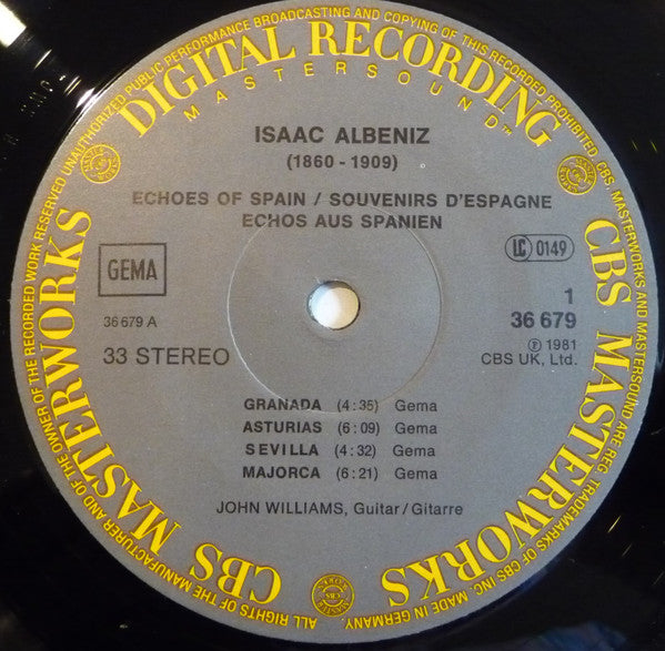 John Williams (7), Albeniz* : Echoes Of Spain (LP, Album, Aud)