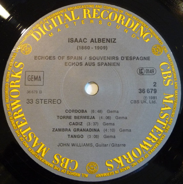 John Williams (7), Albeniz* : Echoes Of Spain (LP, Album, Aud)