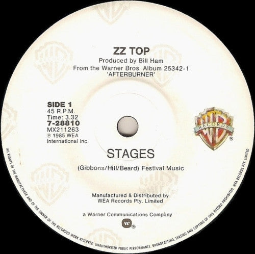 ZZ Top : Stages (7", Single)
