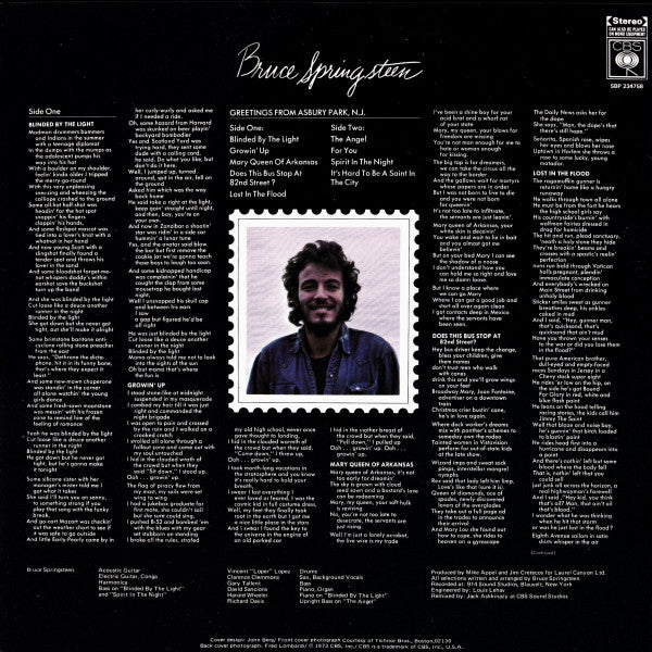 Bruce Springsteen : Greetings From Asbury Park, N.J. (LP, Album, RE)