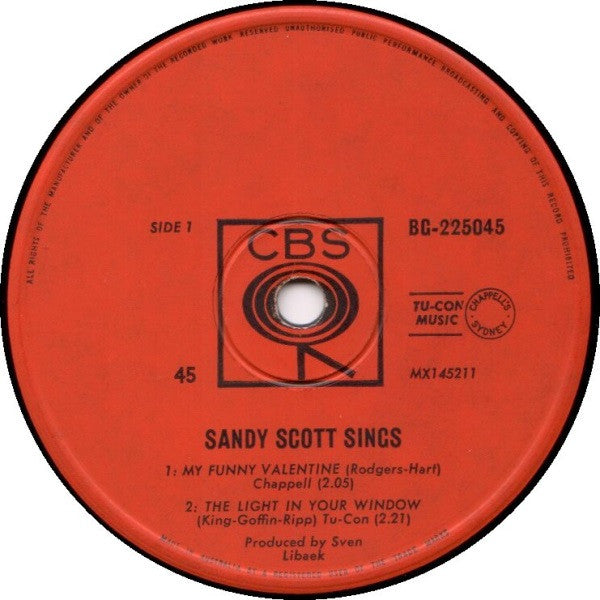 Sandy Scott (2) : Sandy Scott Sings (7", EP, Mono)