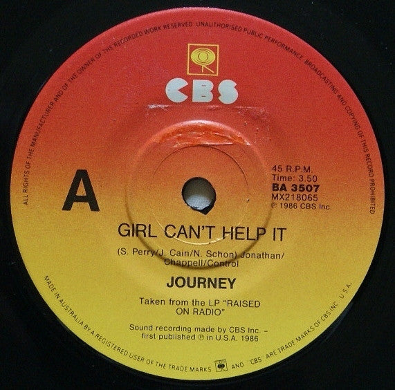 Journey : Girl Can't Help It (7", Single)