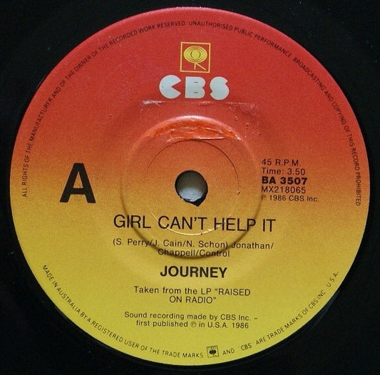 Journey : Girl Can't Help It (7", Single)