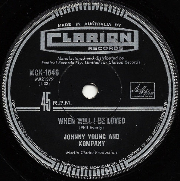 Johnny Young & Kompany : When Will I Be Loved (7", Single)