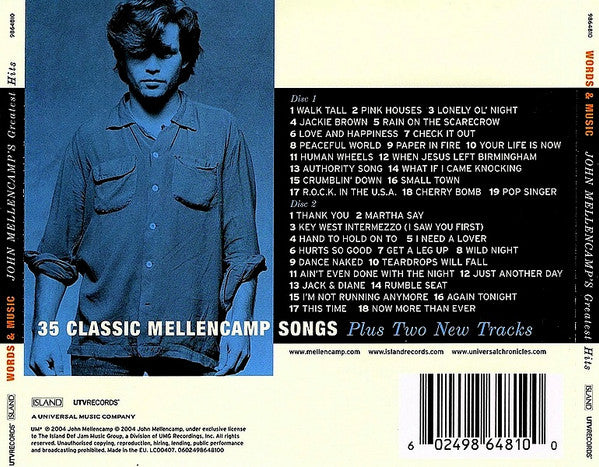 John Mellencamp* : Words & Music (John Mellencamp's Greatest Hits) (2xCD, Comp, RM)