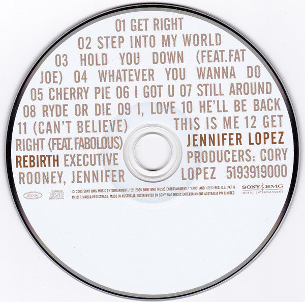 Jennifer Lopez : Rebirth (CD, Album)