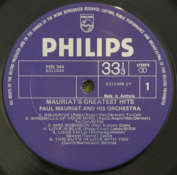 Paul Mauriat And His Orchestra : Mauriat's Greatest Hits (LP, Comp)
