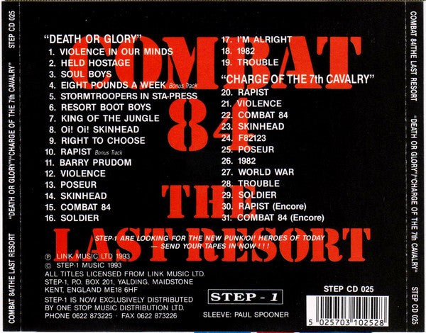 Combat 84 / The Last Resort : Death Or Glory / Charge Of The 7th Cavalry (CD, Comp)