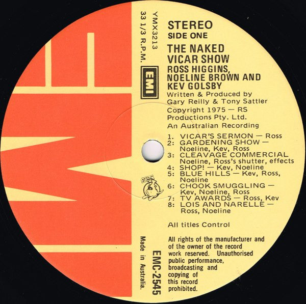 Ross Higgins, Noeline Brown And Kev Golsby : The Naked Vicar Show (LP, Album)