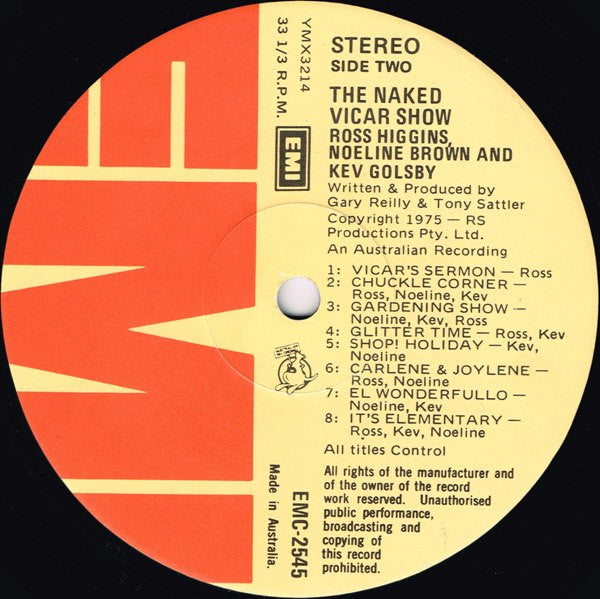 Ross Higgins, Noeline Brown And Kev Golsby : The Naked Vicar Show (LP, Album)