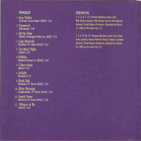 Coleman Hawkins : Hawk Talk (CD, Album)